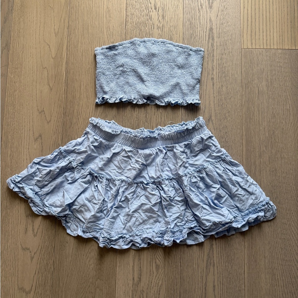 Light Blue Women's Skirt Set